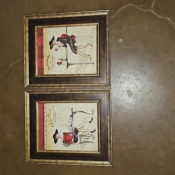 2 Vintage Chic Framed Art Prints LA Prunelle Bistro & Chocolate Praline - Picture 1 of 4